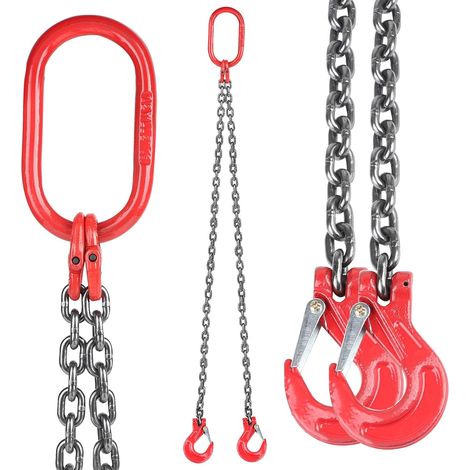 Élingue Chaîne de Levage à 2 Brins, 2m x 8mm, Capacité 2T, Grade 80 (1/5)