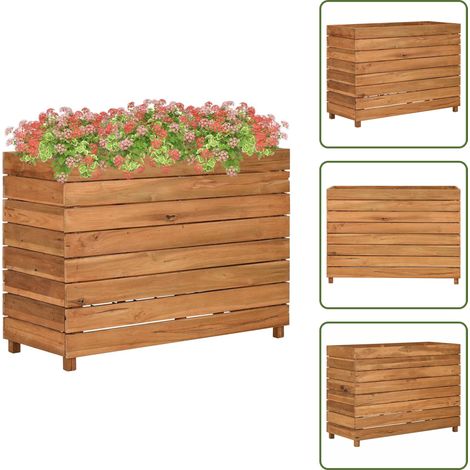 Hochbeet 100x40x72 cm Teak Altholz und Stahl - Hochbeet - Teakholz - Gartengeräte - Blumenerde - Pflanzenbehälter (1/5)