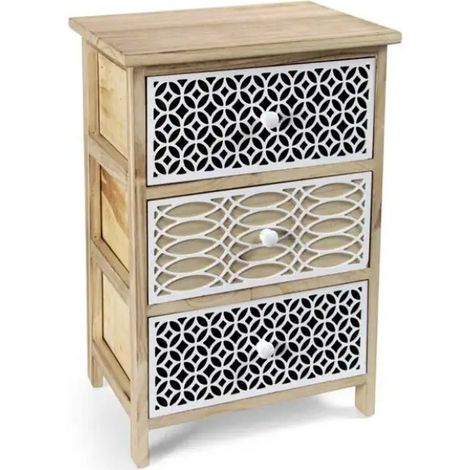 Cómoda de madera rústica con 3 cajones y diseño moderno, 40x29x58