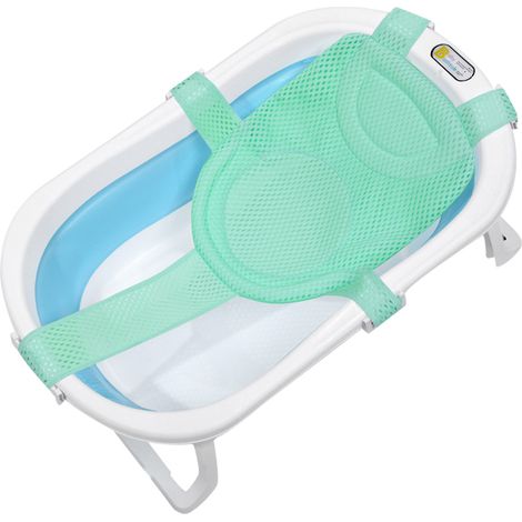 1 chaise de bain pour bébé, support en filet réglable, hamac pliable, adapté à la plupart des baignoires (1/5)
