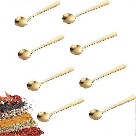 Lot de 8 mini-cuillères de 7,4 cm (2,9 pouces) en acier inoxydable, idéales pour les pots à épices, le café et la crème glacée. (1/5)