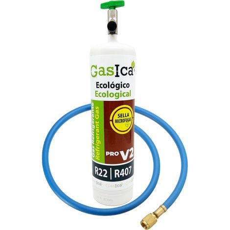 GASICA V2 PRO 400g  Sustituto Ecológico R22 R407C  Incluye Válvula y Manguera  Alta Eficiencia en Split y Cámaras