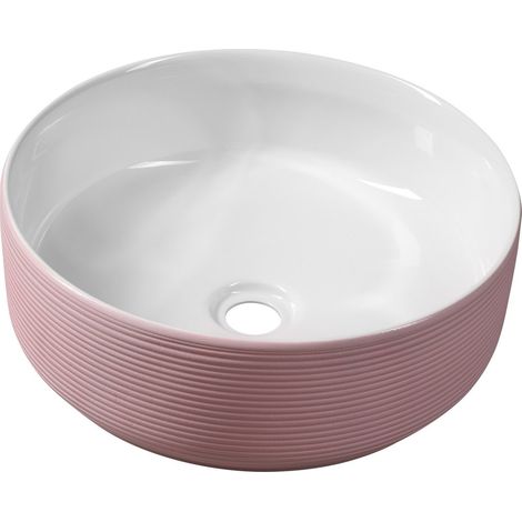 Lavabo à poser ARDEA en céramique, dia. 41 cm, rose (1/4)