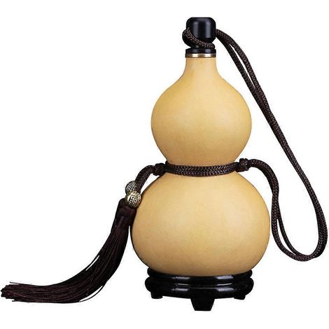 Gourde à vin en calebasse avec cordon à pompon, bouteille d'eau portable d'extérieur avec bouchon, style chinois (1/5)