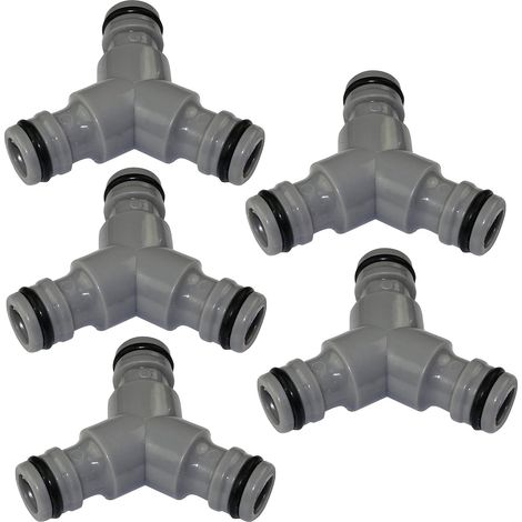 ZOLGINAH C47466 - Lot de 5 Connecteurs raccords 1/2'' à 3 Voies en Y pour Tuyau d'arrosage - séparateur/Adaptateur Rapide pour 3 tuyaux d'irrigation - en Plastique ABS (1/3)