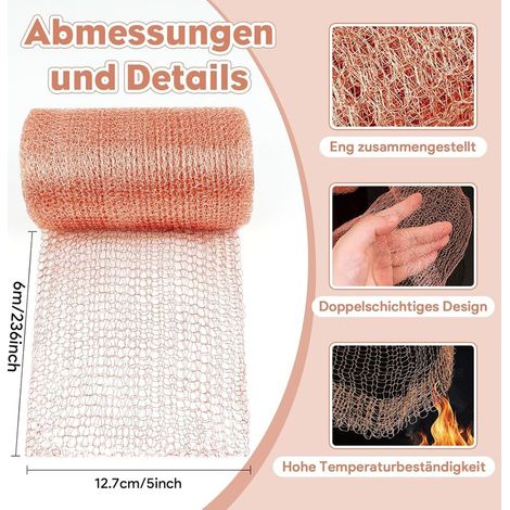 Schneckenschutznetz, 12,7 cm x 6 m Kupfer-Schneckenschutzstreifen, doppellagiges Kupfer-Schneckenschutzgewebe, Schneckenbarriere für den Gartenschutz (1/5)