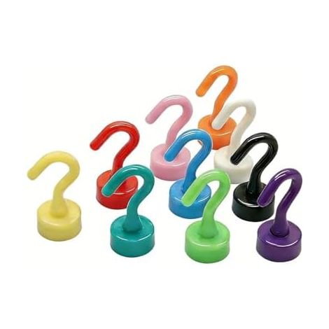 Crochet Magnetique Multicolores, 10 Pièces Aimanté Puissant en Néodyme 5 kg/11 lb pour Cuisine, Chambre à Coucher, Réfrigérateur, Micro-Ondes (10 Couleurs) - (1/5)