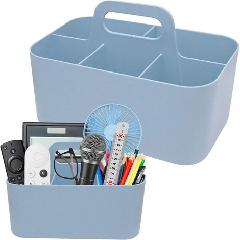 Organizer-Korb mit Griff, 5-teiliger Mehrzweckkorb aus Kunststoff, stapelbarer Reinigungskorb, tragbarer DIY-Korb, Bürokorb für Kunst, Make-up (Blau, 1 Stück)