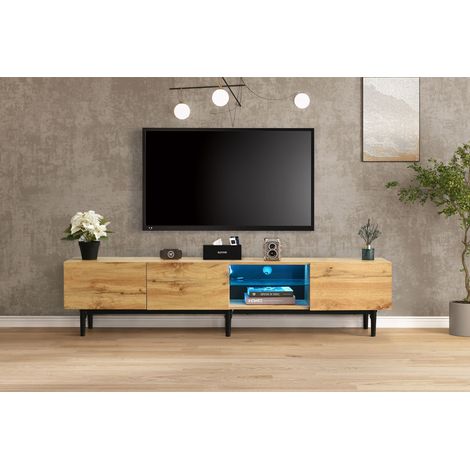 Mueble TV Moderno (180 Cm), Con Almacenaje, Superficie Mate Y Gestión Cables, Diseño Minimalista (1/5)