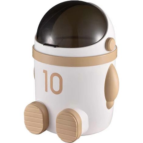 Poubelle à thème astronaute avec couvercle, grande capacité, marron clair -- (1/5)