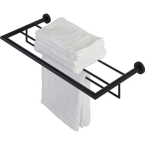 Geesa Nemox Porte-serviettes avec tablette 62,4 cm Noir (1/2)