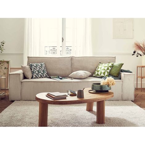 Bestmobilier – Canapé 3 places convertible avec coffre – Velours côtelé 100% polyester – Dossier rabattable – Confort optimal pour usage quotidien (1/5)