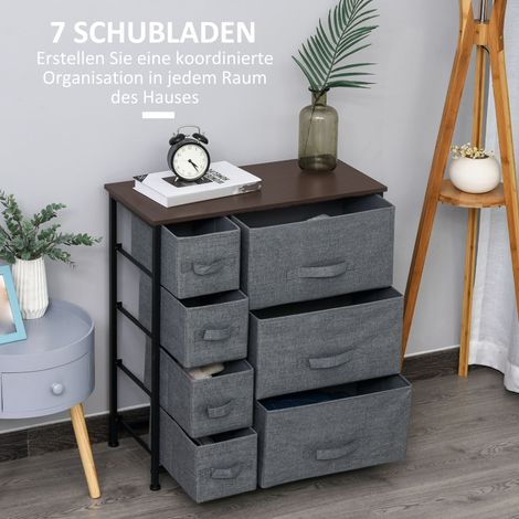 Commode pliable 7 tiroirs en non-tissé, cadre métallique, 63,5 x 30 x 71 cm, gris anthracite
