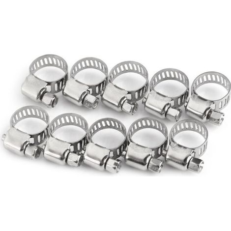 Schlauchschellen mit Schneckengewinde für Wasserleitungen, Edelstahl-Wasserrohrschellen (8 mm–12 mm) (1/5)