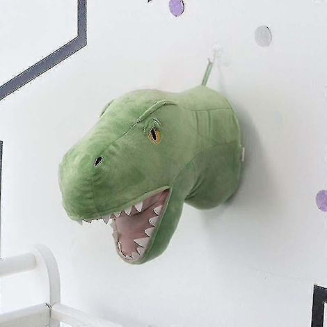 Dinosaur Head Wall Decoration- Head Lifelike Plush Animal Head Green Dinosaur (1/4)