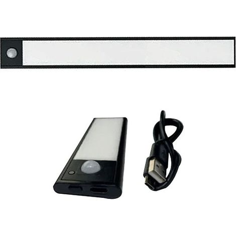 Bande lumineuse LED rechargeable ultra-fine de 40 cm avec détecteur de mouvement — Éclairage noir pour meuble à chaussures ou cave à vin