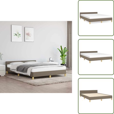 Bettgestell ohne Matratze Taupe 140x200 cm Stoff - Bettesrahmen - Doppelbett - Lattenrost - Kopfteil - Taubenfarbenes Bett (1/5)