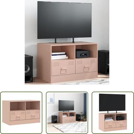 vidaXL TV-Schrank Stahl - TV-Schrank Rosa 67x39x44 cm Stahl (1/5)