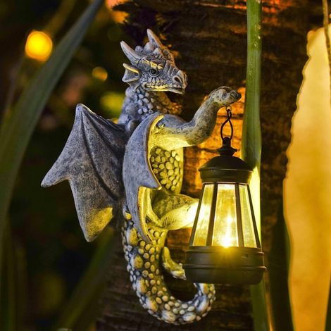 Lámparas solares de pared con forma de dinosaurio, objetos decorativos para patios, esculturas (de jardín).