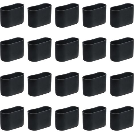 Patins de protection pour pieds de chaise, lot de 20, embouts ovales en plastique, 16 x 34 mm, noirs, pour meubles et sols. (1/5)
