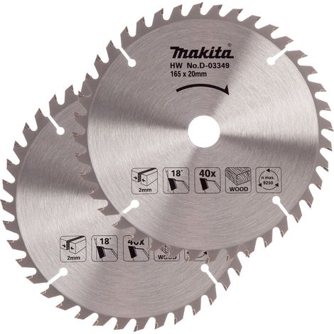 2x Makita D-03349 Circular Saw Blade 165 X 20 40 Teeth Suit DSS611 DSS610 DHS680 (1/4)