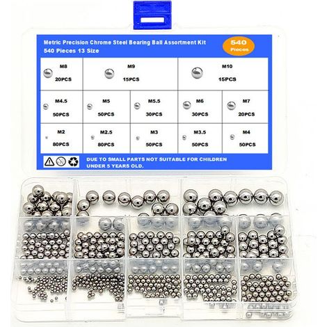 Billes de Roulement Acier Inoxydable 540 Pièces 2 10mm, Boules Précision Métal pour Roulements, Bicyclette, Machines, et Applications Industrielles (1/5)
