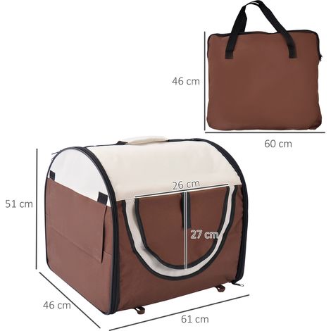 Cage pliable rembourrée pour animaux (chiens et chats) 61 x 46 x 51 cm, couleur café (1/5)