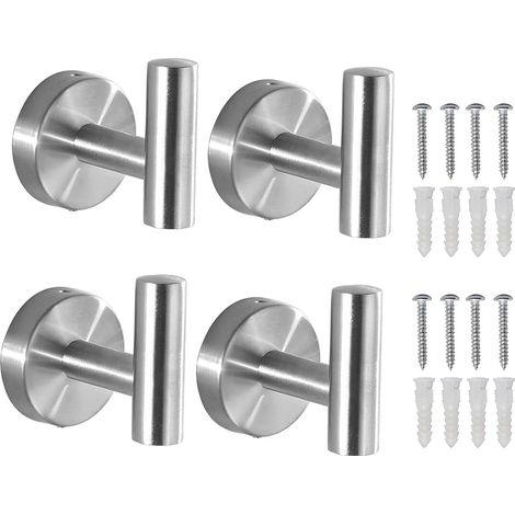 Towel Holder Wall Mounted Bathroom Towel Robe Hook,Shower Kitchen Wall Hanging Hooks Wall Mount SUS 304 Stainless Steel (sliver 4) (1/5)