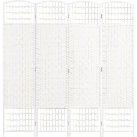 4 Panel Folding Room Divider, Privacy Screen, Freestanding Partition for Living Room, Bedroom, Office, 160x170cm, White