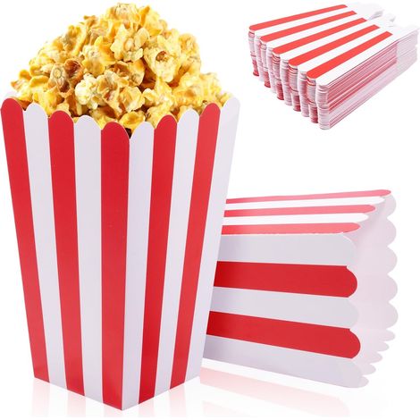 Petites Boite Pop Corn à Rayures Rouges et Blanches Cornet Pop Corn RéSistantes à la Chaleur Elles Sont pour les SoiréEs les FêTes les Anniversaires les Carnavals SoiréEs Pyjama (1/5)