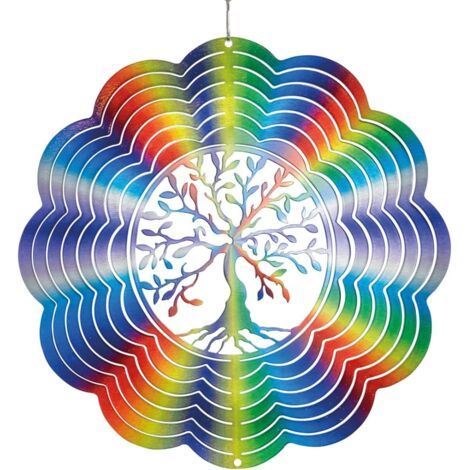 Wind Spinner,Rainbow Tree of Life - Ø25cm - mobile à suspendre qui tourne facilement au vent, couleurs brillantes, très belle décoration des pièces
