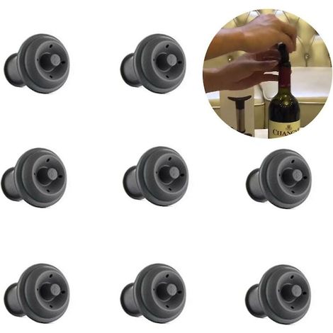 Lot de 8 bouchons à vide pour bouteilles de vin, bouchons réutilisables, bouchons en silicone pour pompe à vide (1/5)