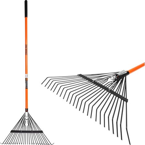Laubbesen Strend Pro, 24 Zähne, 58 cm, Fächerbesen, Fiberglasstiel 120 cm