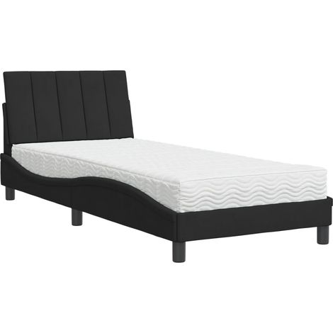 vidaXL Letto con Materasso Hanko Nero 90x190 cm in Velluto (1/5)