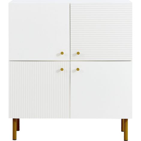 Aparador blanco moderno de MDF con tiradores de aleación de zinc y patas de acero 80 x 36 x 90 cm (1/5)