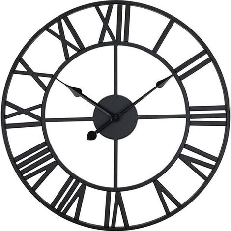 SABIR Horloge murale ajourée au design rétro moderne, horloge silencieuse, noire, 40 cm, parfaite pour le salon, la cuisine et le bureau (1/4)