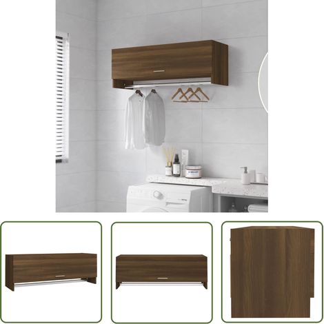 The Living Store Garde-robe Chêne marron 100x32,5x35 cm Bois d'ingénierie - Armoire - Placard - Meuble De Rangement - Dressing - Commode (1/5)