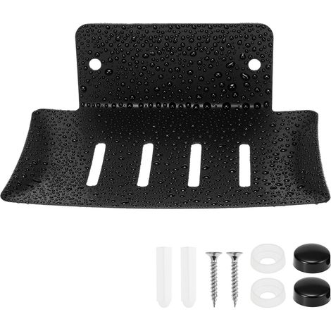 ® Porte Savon Mural en Acier Inoxydable 304 Noir - Support Savon Antirouille avec Trou de Drainage - Idéal pour Salle de Bain et Cuisine (1/5)