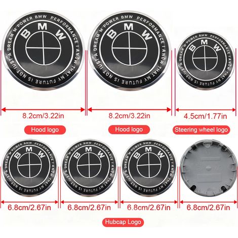(45 82 82 4 pièces 68 mm YT, Thunder All Black) - Cache-moyeu de roue de voiture, autocollant central de volant, logo BMW M, compatible avec BMW X6 G01 E84 X1 X2 X3 (1/5)