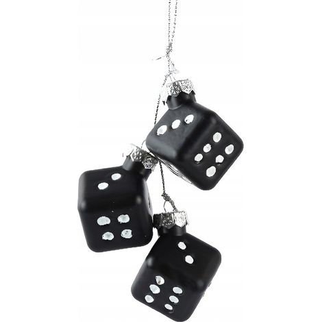 Adornos para árbol de Navidad, vidrio, dados negros, 3 piezas, colgantes, formas (1/4)