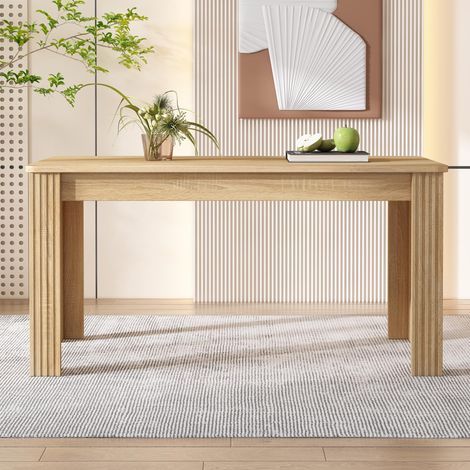 Esszimmertisch,Zeitgemäßer Esstisch, Robuster Esstisch, Tisch mit vier Beinen,Eichenholztisch, Rechteckiger Esstisch, Kaffee-Freizeittisch, Modern einfacher Esstisch, Eichefarben[OLD SKU:WF312300AAE] (1/5)