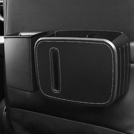 Poubelle Voiture Amovible, Fixation sur Dossier de Siège Auto, Conteneur à Déchets avec Crochet, Boîte de Rangement Noire (1/5)