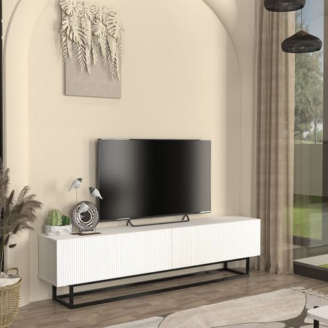 TV-Lowboard Verpsboga kurzes Gestell 180x32x47 cm Weiß [en.casa]