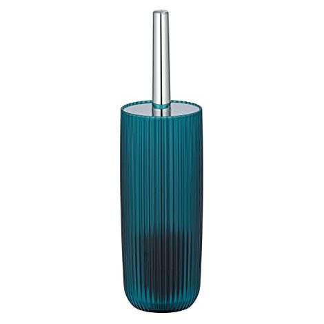 WENKO Set WC Agropoli Petrol, portascopino chiuso in plastica di qualità dalla forma scultorea e con superficie smerigliata, scopino WC igienico, Ø 10 x 36,5 cm (1/4)