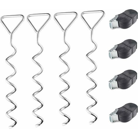 Set d'ancrage pour Trampoline, À Toute épreuve Trampoline kit d'ancrage, Kit d'ancrage au Sol avec 4 Sardines et Sangles (1/5)