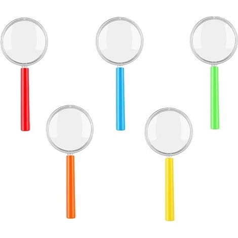 Set di 5 mini lenti d'ingrandimento in plastica, ideali come regali di compleanno e giocattoli per bambini. (1/5)