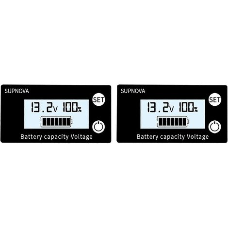 Indicateur de capacité de batterie 2X CC 8V-100V Plomb-acide Lithium LiFePO4 Voltmètre moto Jauge de tension 12V 24V 48V 72V B (1/2)