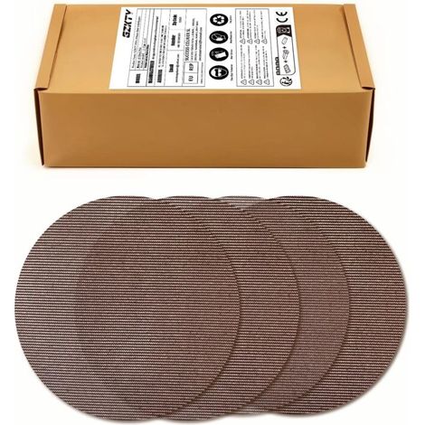 Set da 50 dischi abrasivi autoadesivi da 150 mm con struttura a rete, grana P150, per levigatrici per legno, stucco, vernice e roto-orbitali.