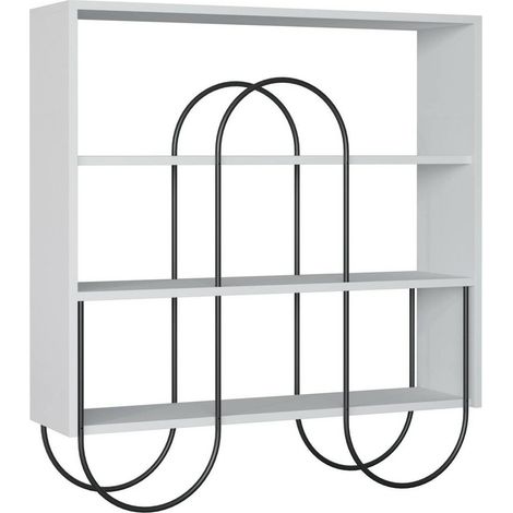 Otis Regal, Bibliothek mit 2 Regalböden, 3 Türen, Wandmontage, 96x26x99h cm Weiß