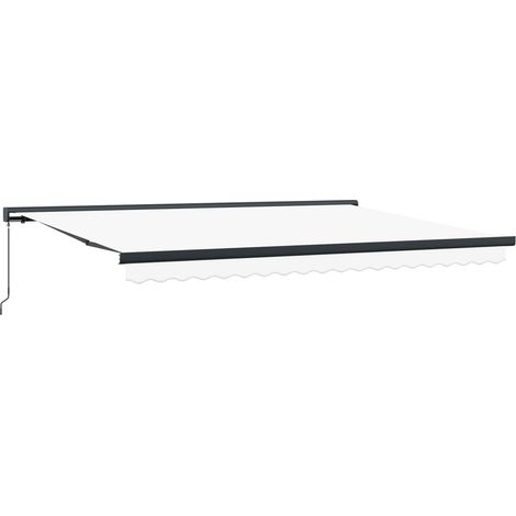 Store banne  Auvent Rétractable Blanc 4 × 3 m Toile et Aluminium